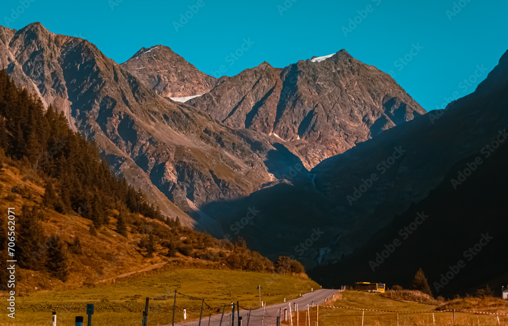 Alpine summer view near Mittelberg, Pitztal valley, Imst, Tyrol, Austria