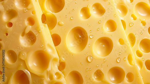 primo piano di formaggio tipo emmenthal visto dall'alto , a pezzi