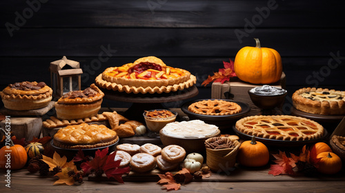 autumn composition with pastries and delicious food.