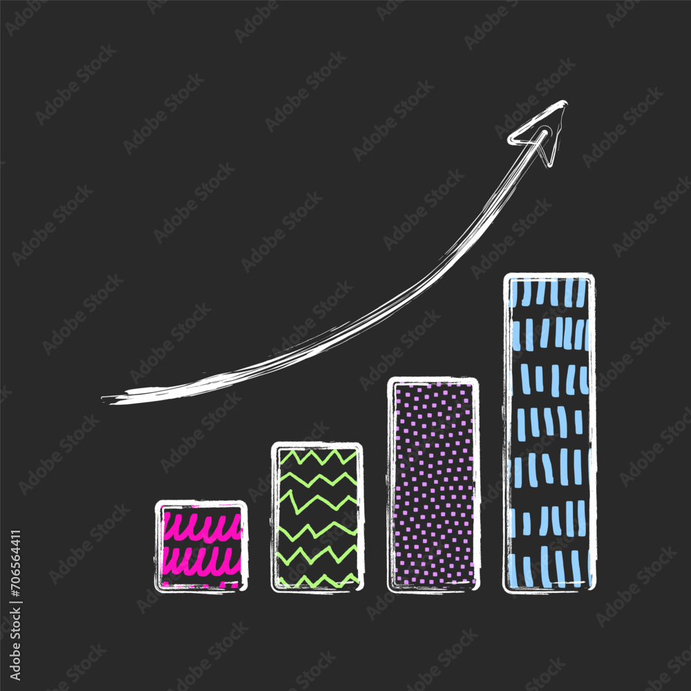 Scribble doodle growth finance , chart, collage style infographic with ...