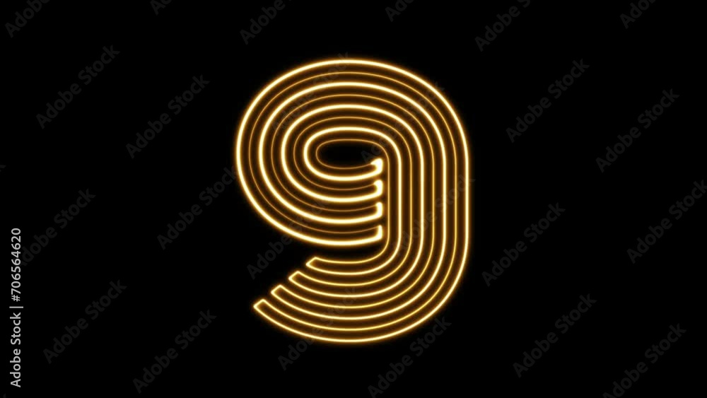 9. Nine electric lighting text with fire animation on black background. 4K Video. 9 number neon sign. 9. Nine electric lighting text with fire animation on black background. 4K Video. 9 number neon sign.