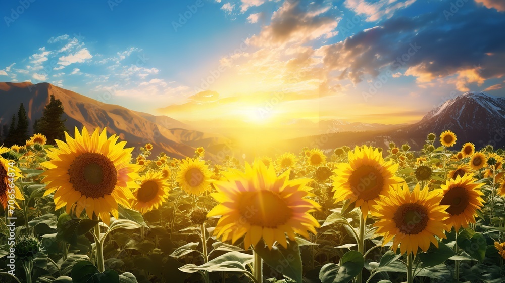Fototapeta premium Vibrant Summer Flower Field - AI Generated