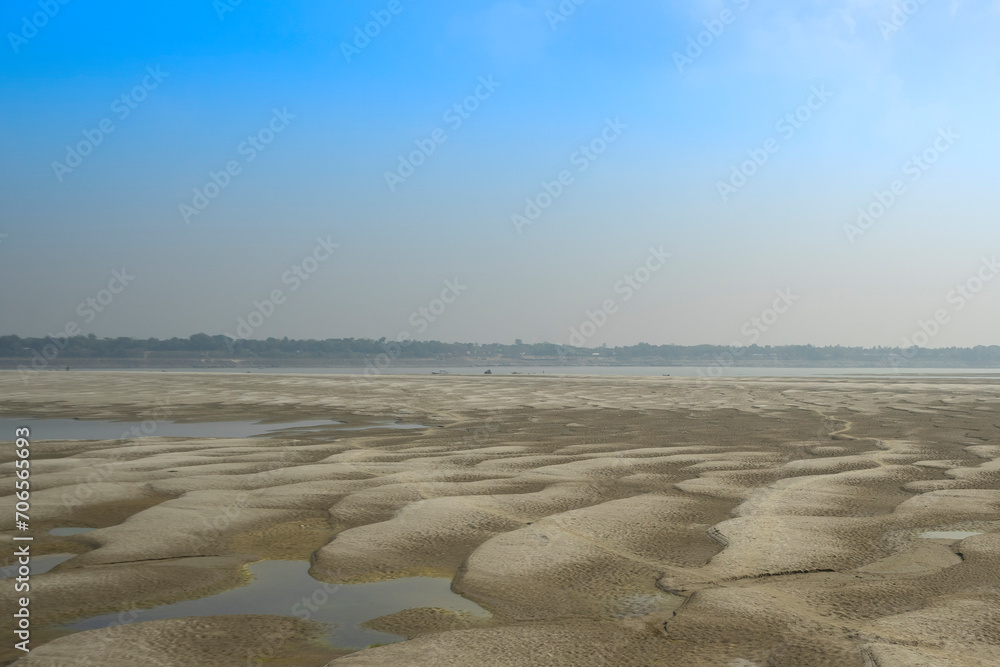 Sandbanks on the banks of the Padma River (Ganges), Bangladesh.