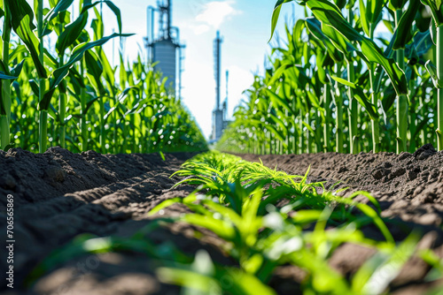 biofuel production facility converting corn or sugarcane into ethanol photo