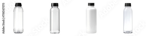 A set of mock up a drinking water bottle without label isolated on a transparent background PNG photo
