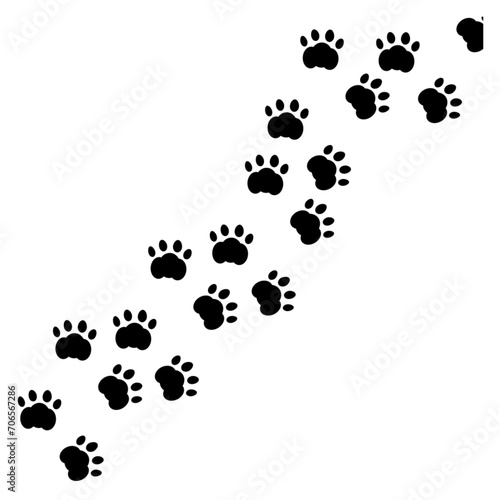 Fototapeta Naklejka Na Ścianę i Meble -  vector cat and dog paw print trail across screen footprint pattern seamless