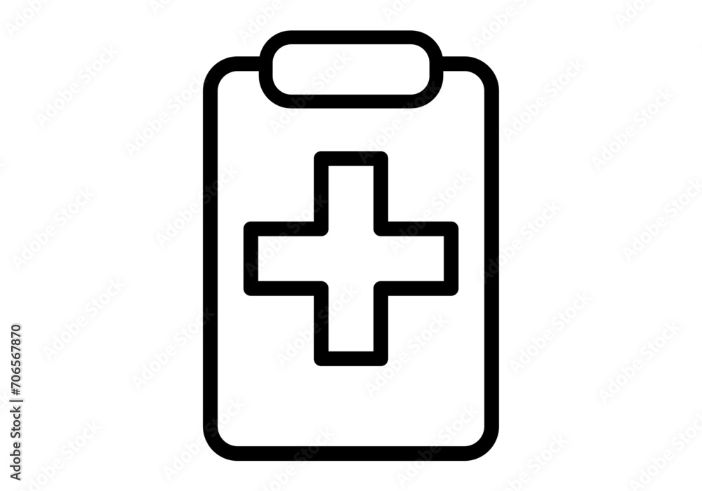 Icono negro de carpeta de sanitario con informe. Icono negro de carpeta de sanitario con informe.