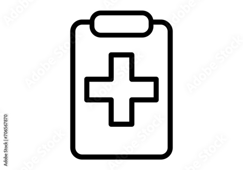Icono negro de carpeta de sanitario con informe.