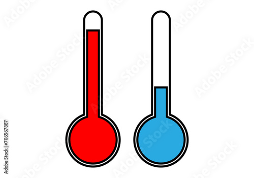 Dos iconos de termómetro frío y caliente.