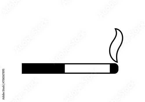 Icono negro de cigarrillo en fondo blanco.