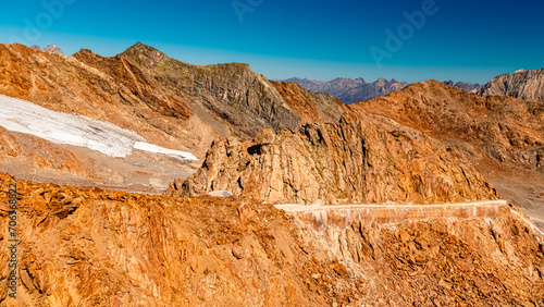 Alpine summer view at Wildspitzbahn cable car, Pitztal Glacier, Imst, Tyrol, Austria photo