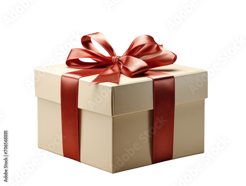 a gift box with red ribbon on a transparent background
