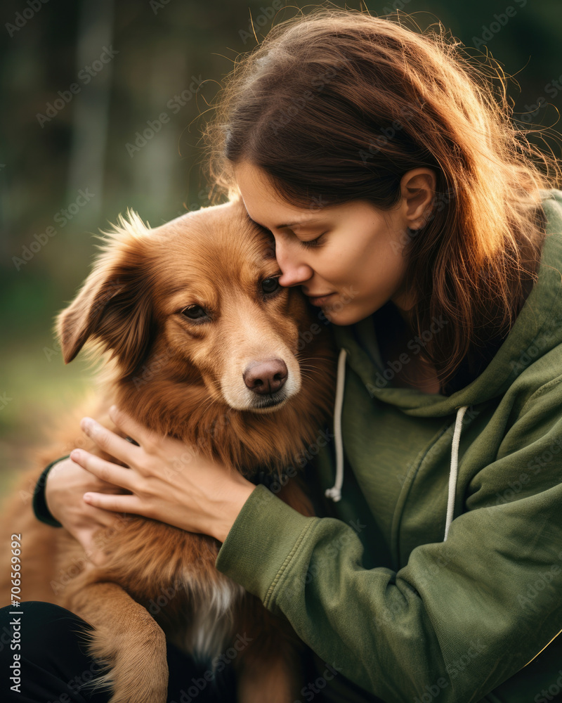 Dog woman cute animal pets young person love female together friendship Dog woman cute animal pets young person love female together friendship