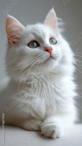 Vertical wallpaper for mobile phone white cat on a white background © Kristina Chistiakova