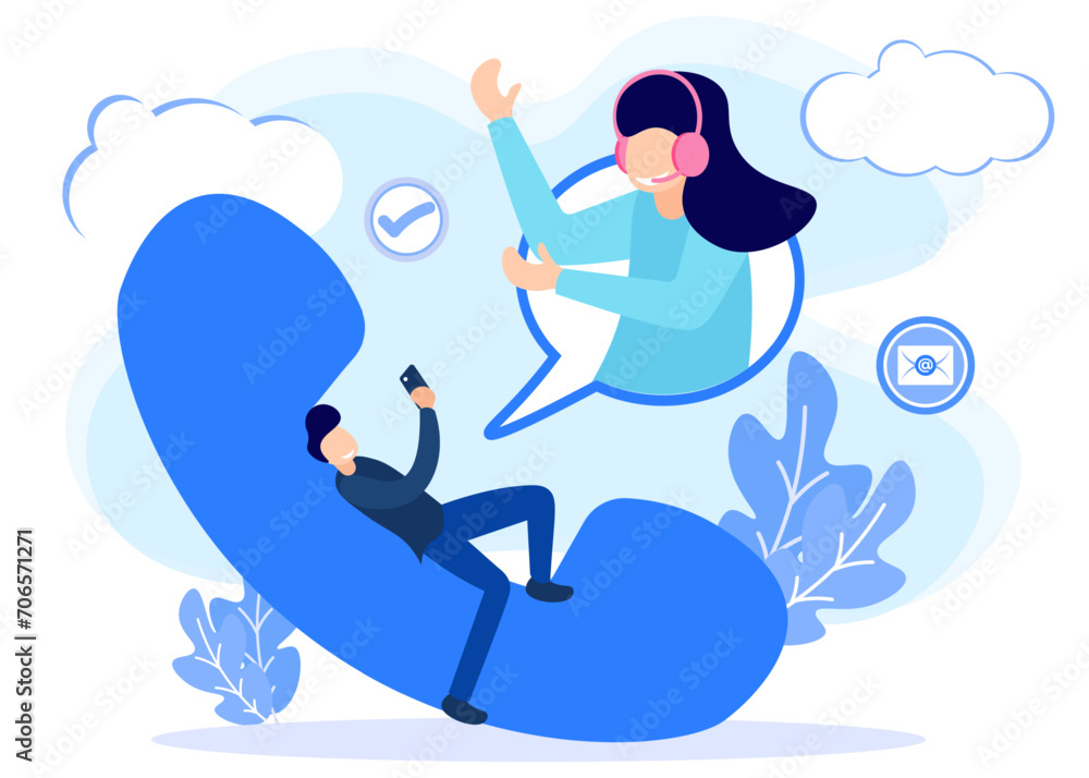 Illustration vector graphic cartoon character of contact us Illustration vector graphic cartoon character of contact us
