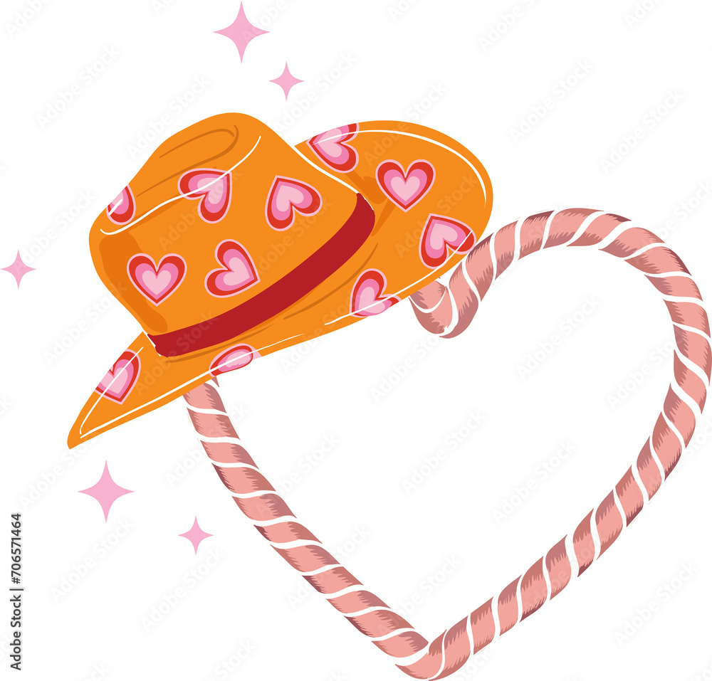 Howdy Cow girl hat and Heart Element