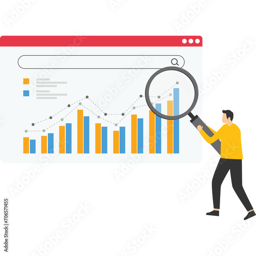Business people team analytics Data and research on web monitoring report dashboard monitoring financial investment concept and graph, Business Character Team Analyzing Data and Research Financial


