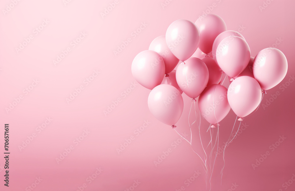 Pink balloons on a pink background, the concept of a holiday, party, sales, opening ceremonies with copy space Pink balloons on a pink background, the concept of a holiday, party, sales, opening ceremonies with copy space