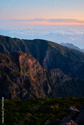 sunrise over the mountains in Madeira  Portugal