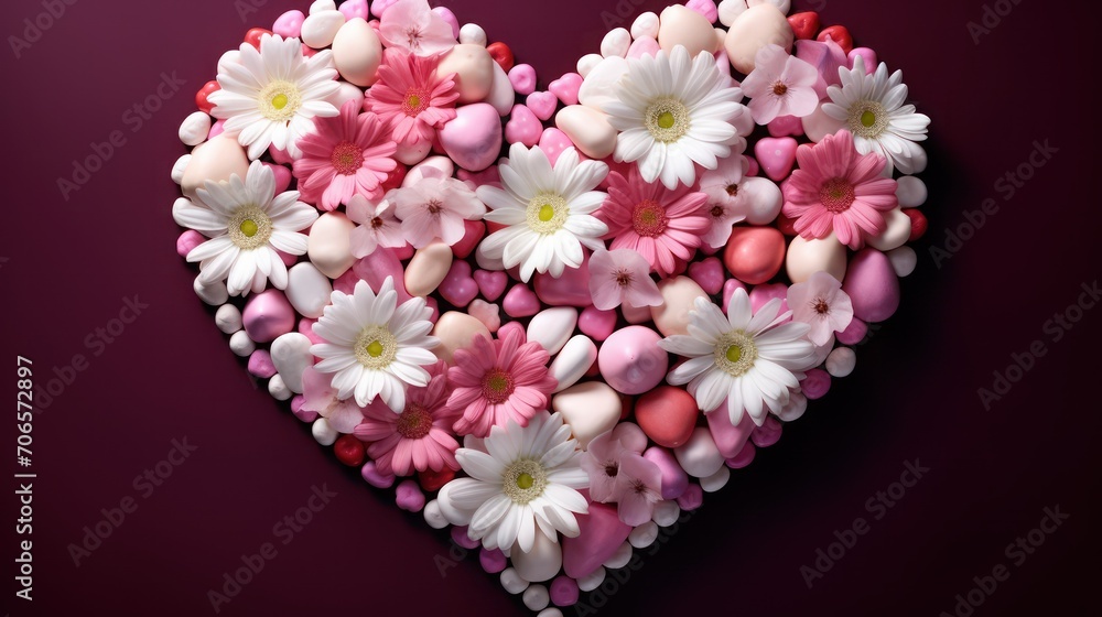  a heart shaped frame with flowers and roses