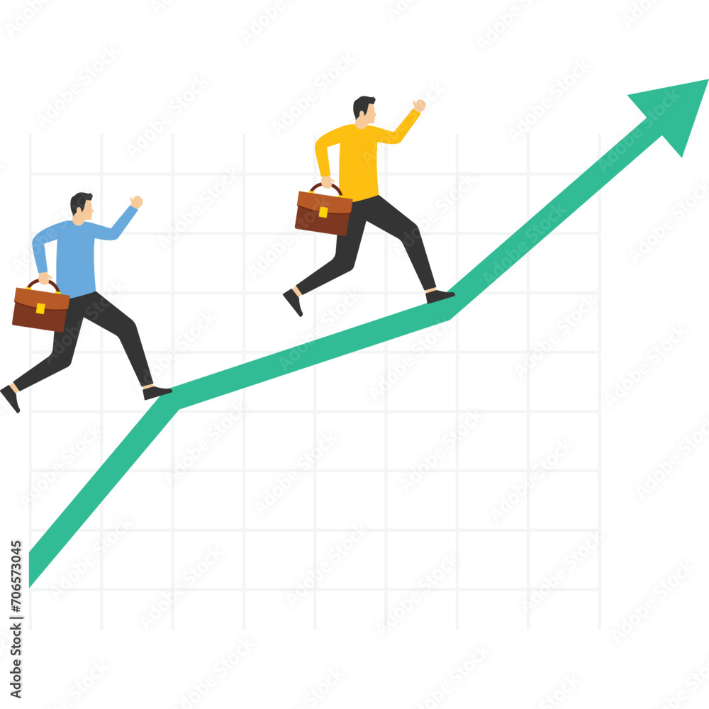 Cheerful businessman running from graph growing from tablet. Improving business performance, strategy concept or plan, growth, improvement or growth for investment success or profit.
Cheerful businessman running from graph growing from tablet. Improving business performance, strategy concept or plan, growth, improvement or growth for investment success or profit.