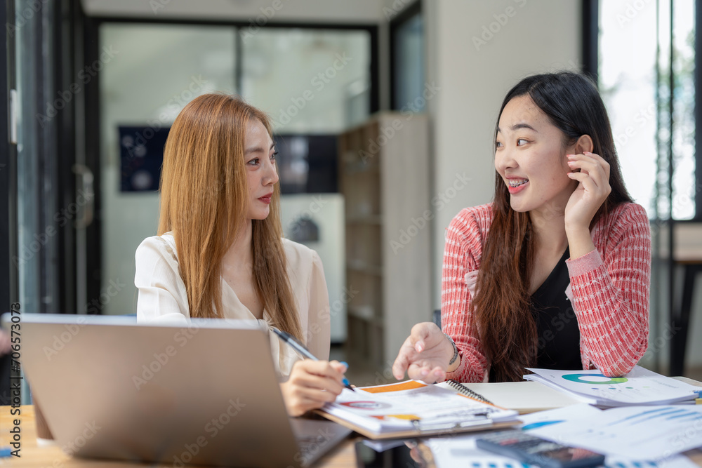 Two business worker consult and plan together. Brainstorm, share, and discuss business project ideas. Two business worker consult and plan together. Brainstorm, share, and discuss business project ideas.