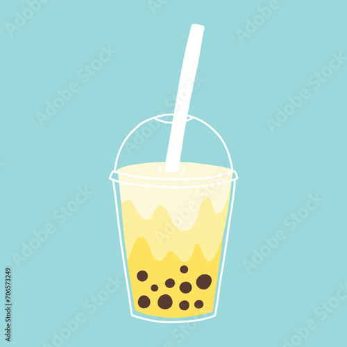 Hand drawn bubble tea isolated. Smoothies, bubble tea, bubble coffee. Vector illustration.