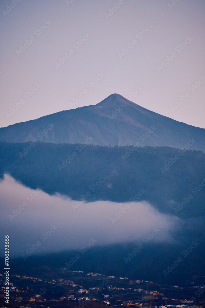 Teide Volcano at sunset with clouds, Tenerife, Spain