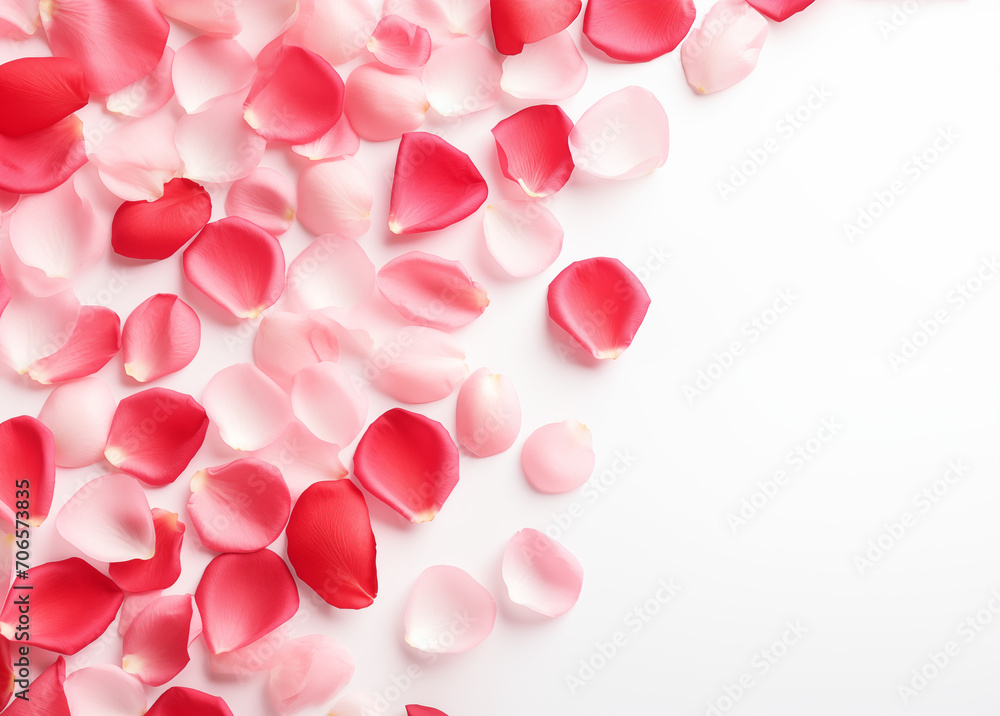Pink and white rose petals on white background
Pink and white rose petals on white background