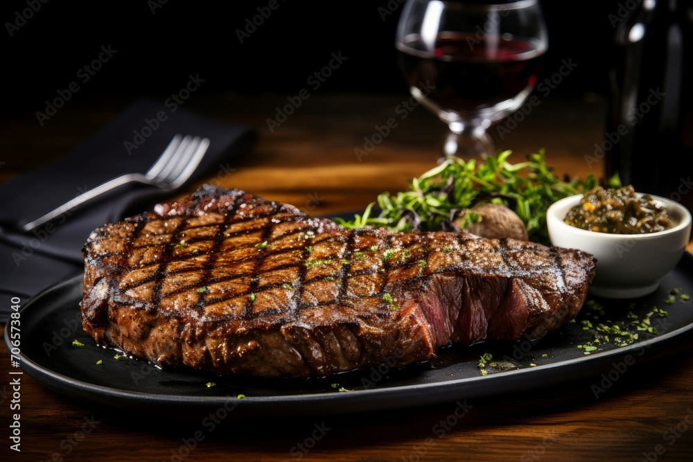 Juicy Grilled steak table. Meat food. Generate Ai Juicy Grilled steak table. Meat food. Generate Ai