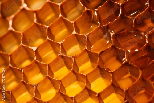 Honey comb. Gold sweet food. Generate Ai