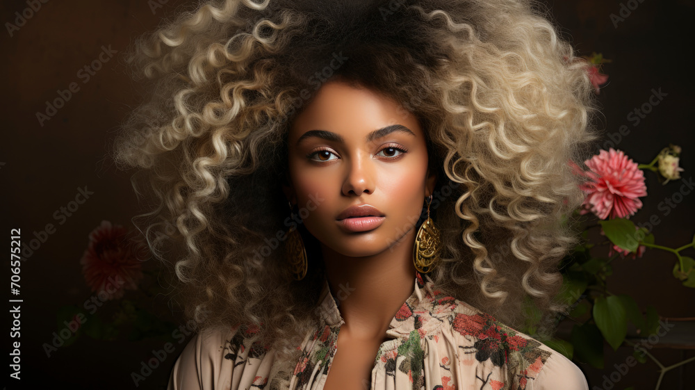  Embracing Natural Beauty: Textured Afro Hairstyle in Authentic Portrait - AI-Generated