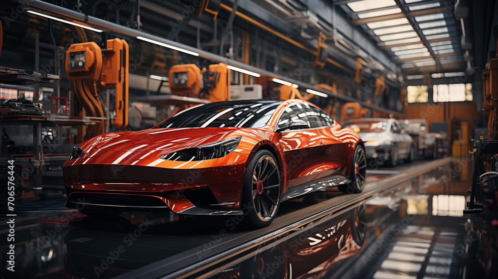 Factory of the future, production of high-tech cars. Generative AI Factory of the future, production of high-tech cars. Generative AI