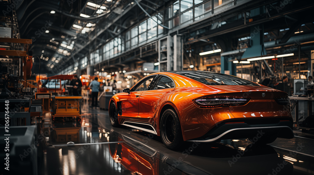 Factory of the future, production of high-tech cars. Generative AI Factory of the future, production of high-tech cars. Generative AI
