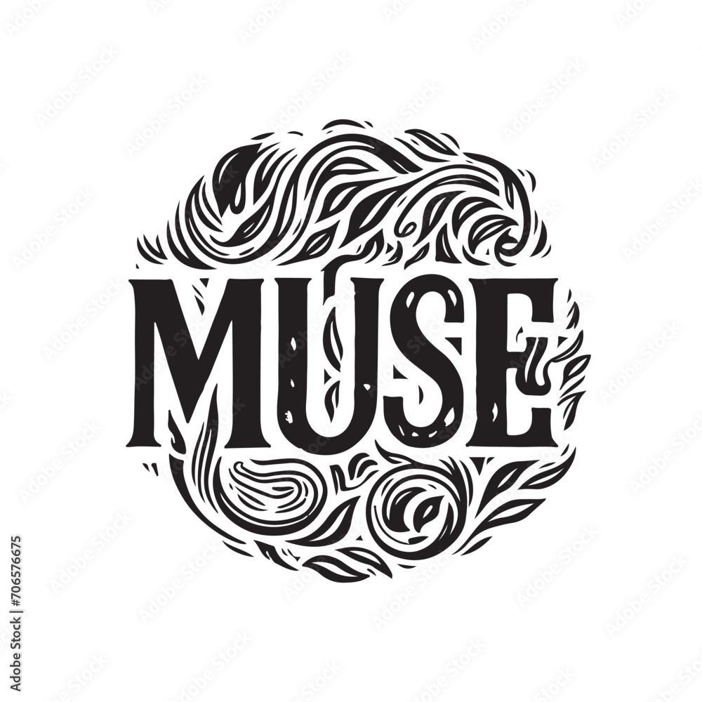 Muse slogan lettering calligraphy logo t shirt vector illustration Muse slogan lettering calligraphy logo t shirt vector illustration