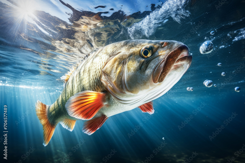 underwater fish close-up - obrazy, fototapety, plakaty 