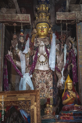 Avalokiteshvara statue, Vanla Monastery, Thangki, Buddhist Art, Tibetan Buddhism
