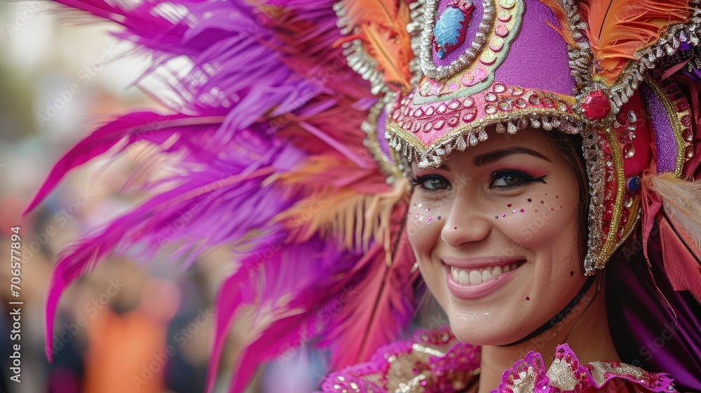 A carnival participant in a beautiful costume professional photo