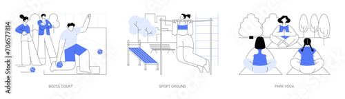 Sport in the city park isolated cartoon vector illustrations se