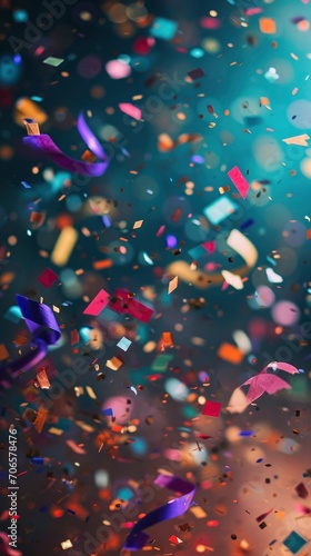 Confetti professional photo, sharp focus, festive background, greeting card