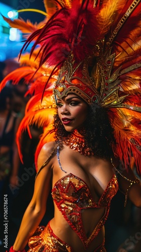 Full body shot of sensual woman Rio carnival participant