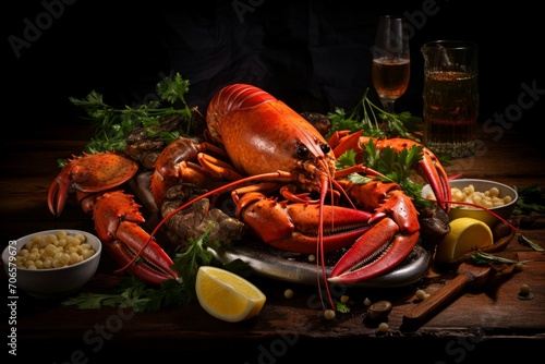Tender Cooked lobster seafood. Animal sea. Generate Ai