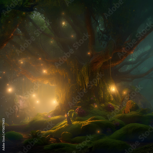 Enchanted Forest Glow: A Saint Patrick's Day Mystic Wonderland AI-Generative