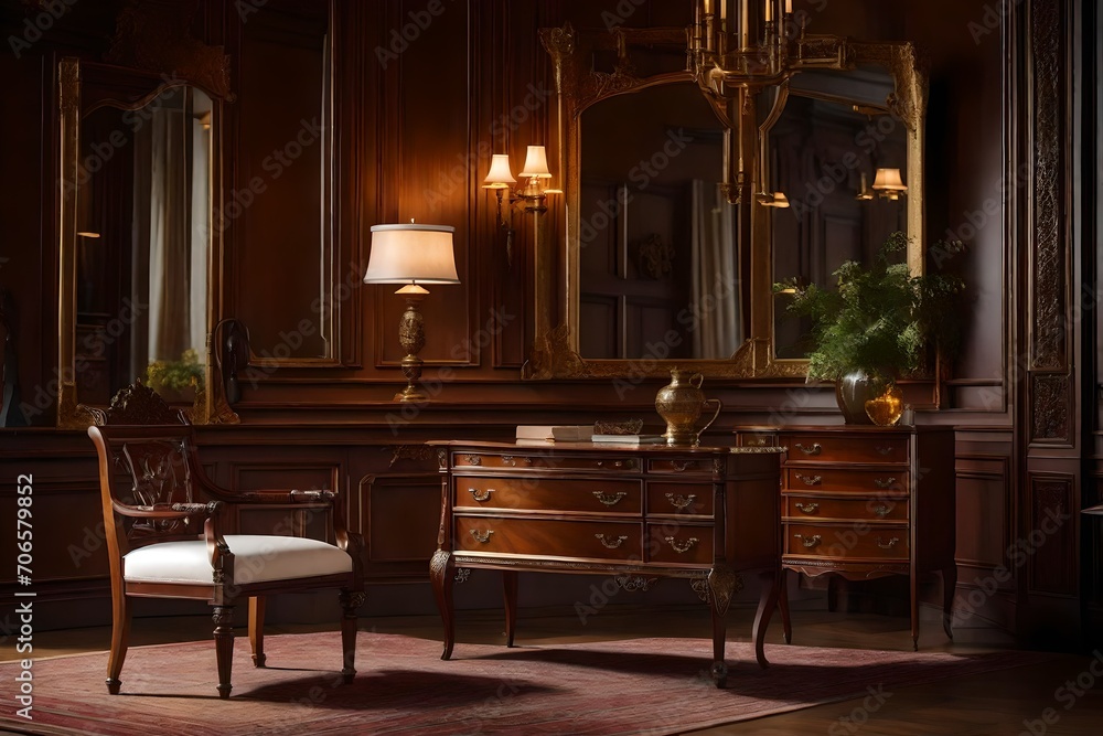  A luxurious setting showcasing classic furniture exquisitely captured in flawless lighting
