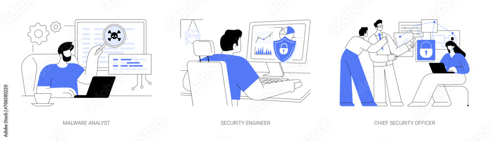 Cybersecurity professions isolated cartoon vector illustrations se Cybersecurity professions isolated cartoon vector illustrations se