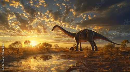 a brachiosaurus with baby © Tom