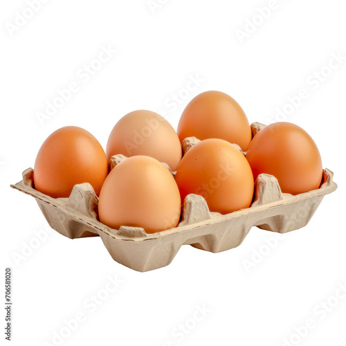 High-quality PNG of brown eggs in a carton, transparent background, ideal for food and nutrition themes. © Tirawat