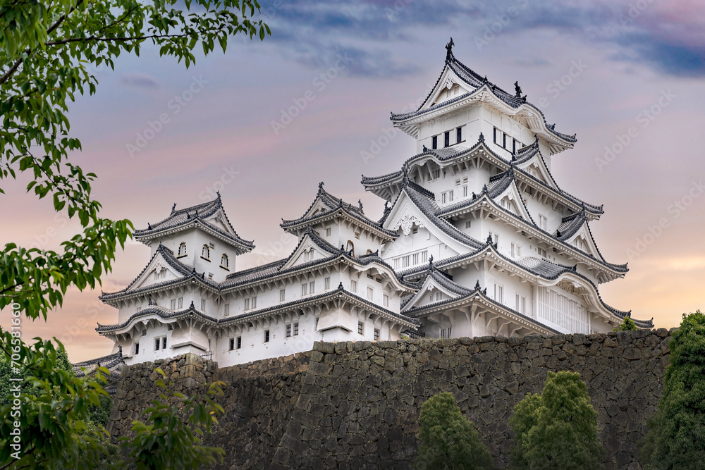 Himeji Castle in Japan.
Immense castle seen with a monumental perspective. Himeji Castle in Japan.
Immense castle seen with a monumental perspective.