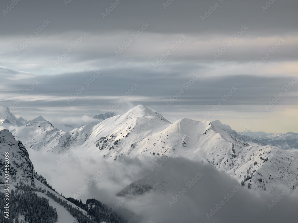 Snowy Alps, Winter Mountains in Austria