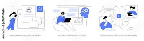 Natural language technology in Customer Service abstract concept vector illustrations.
